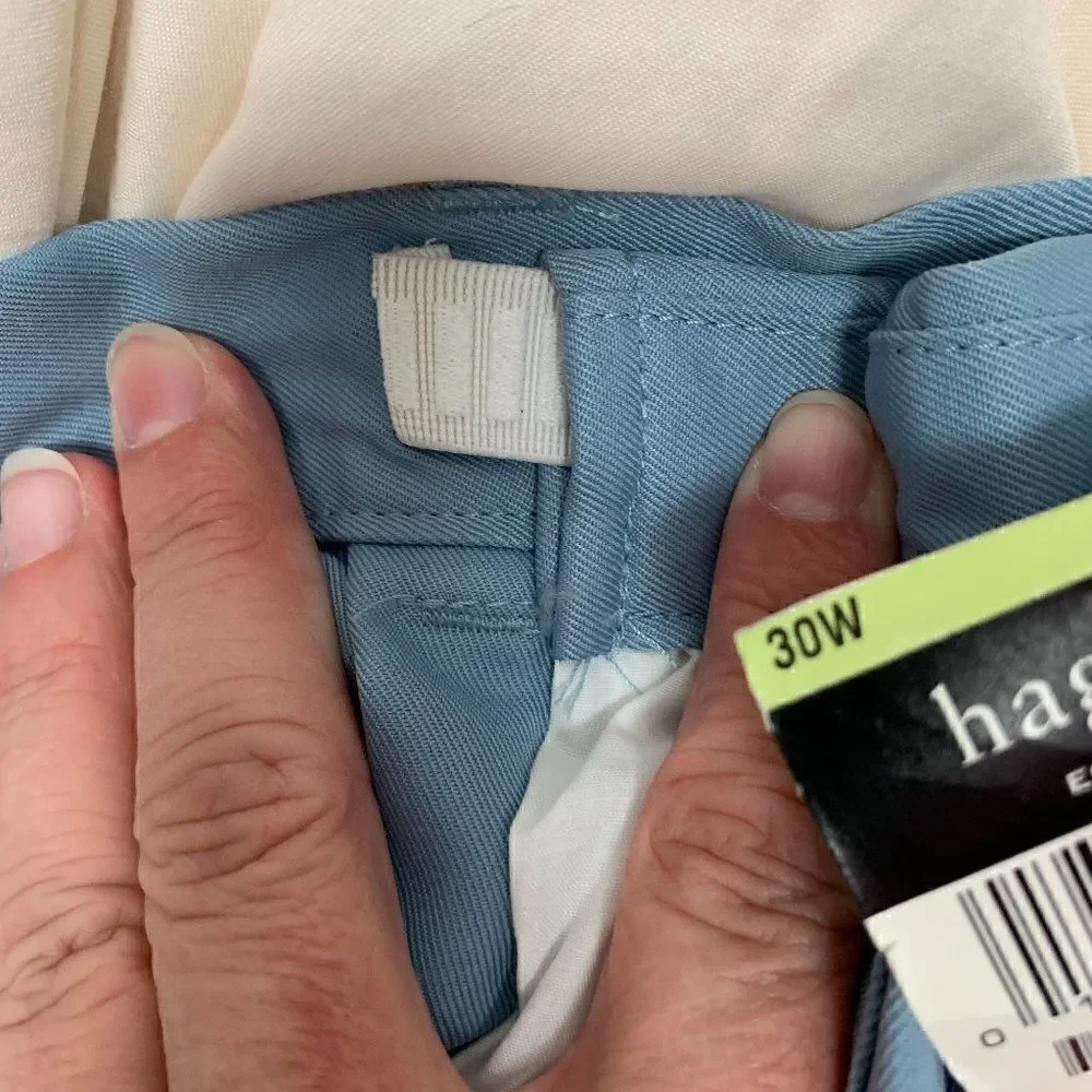 NWT Haggar Blue Shorts Expand Waist Pleated